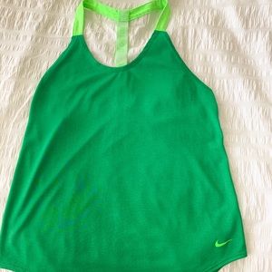 Green Nike DRI-FIT racerback workout tank